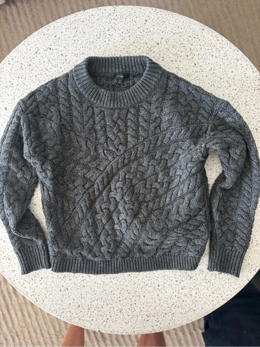 J. Crew Charcoal Cable Knit Crewneck Sweater